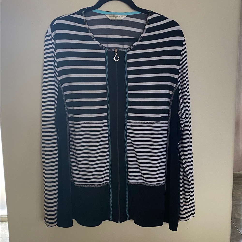 Allison Daley Black and Blue Striped Top